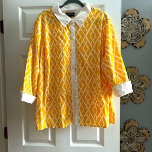Bob Mackie Yellow Geometric Blouse